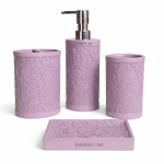 Lavender Bloom Floral Bathroom Accessory Set (4 Pcs)