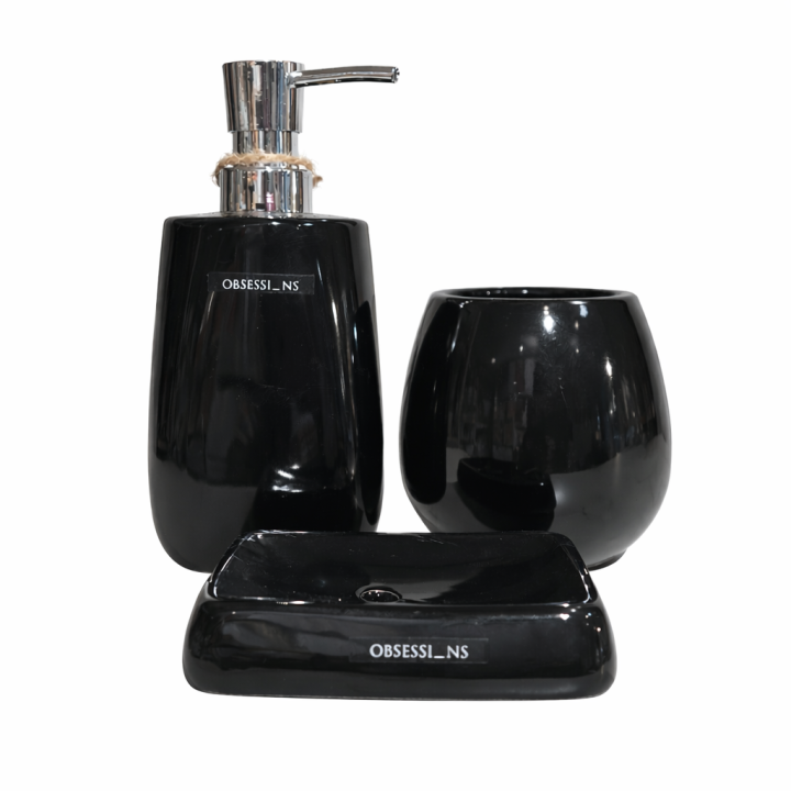 Black Ceramic Bathroom Accessory Set