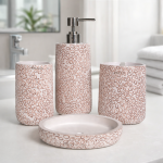 Elegant Floral Ceramic Bathroom Accessory Set (4-Piece)