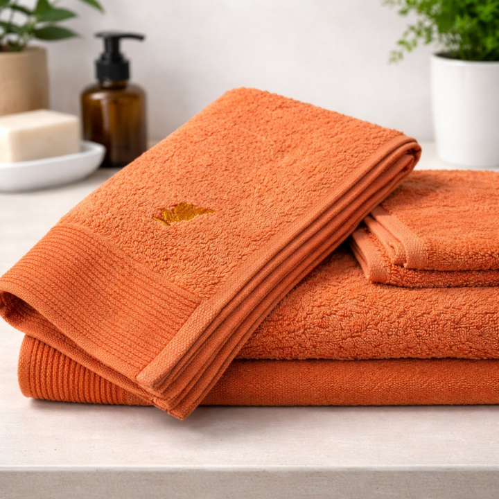 Premium Cotton Bath Towel – Soft & Absorbent (Orange)