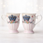 Royal Crown Floral Ceramic Mug Set (Set of 2)