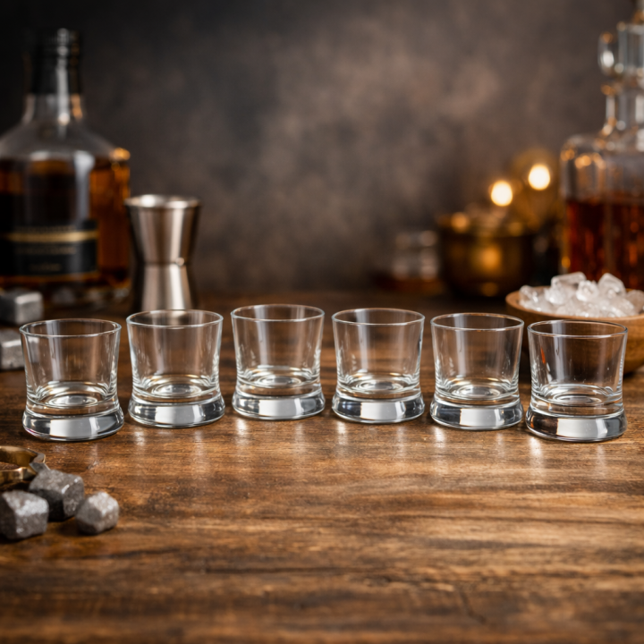 Premium Crystal Whiskey Glass Set (Set of 6) – Thick Base Tumbler Glasses