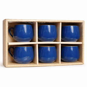 Royal Blue Ceramic Mug Gift Set (6-Piece Set with Box)