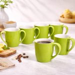 Fresh Lime Green Ceramic Mug Set (6-Piece Set)
