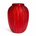 RubyLeaf Textured Glass Decorative Vase (Small)