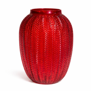 RubyLeaf Textured Glass Decorative Vase (Small)