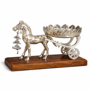 Royal Silver Horse Chariot Decorative Centerpiece