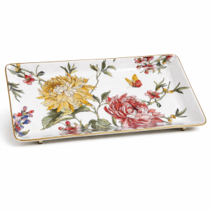 Floral Elegance Rectangular Porcelain Serving Tray