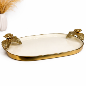 Royal Rose Gold Oval Serving & Decorative Tray