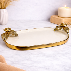 Royal Rose Gold Oval Serving & Decorative Tray