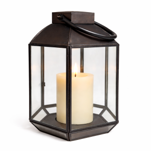 Classic Noir Metal & Glass Decorative Lantern