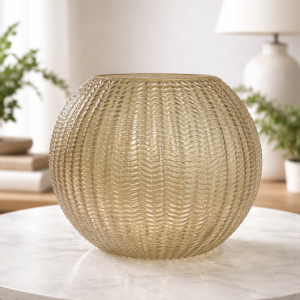 Amber Glow Textured Glass Vase