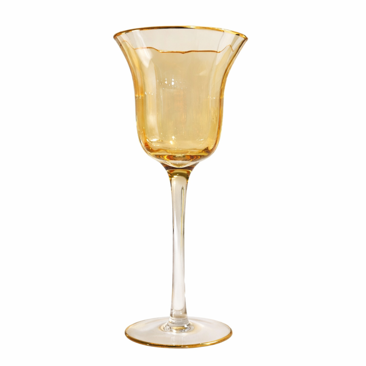 Royal Amber Gold-Rim Decorative Glass Goblet Vase