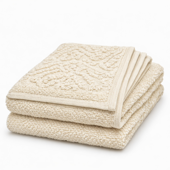 Ivory Luxe Jacquard Bath Towel – Premium Cotton Ultra Soft Collection