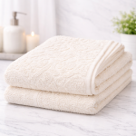 Pure White Jacquard Bath Towel – Premium Cotton Luxury Collection