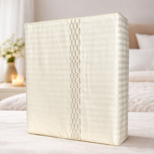 Platina India Premium Satin Stripe Bedsheet – Luxury Soft Double Bed Sheet Set (Off White)