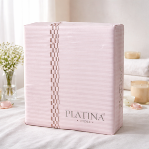 Platina Premium Satin Stripe Double Bed Bedsheet Set with 2 Pillow Covers – Luxury Pink Collection