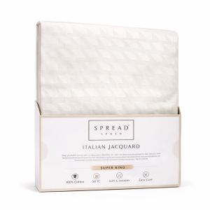 Spread Spain Italian Jacquard 500 TC Bedsheet Set – Super King (Ivory)